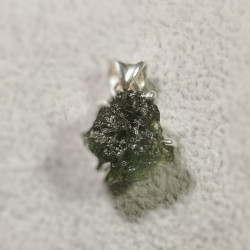 Moldavite - pendentif  monté en argent - pièce unique 3